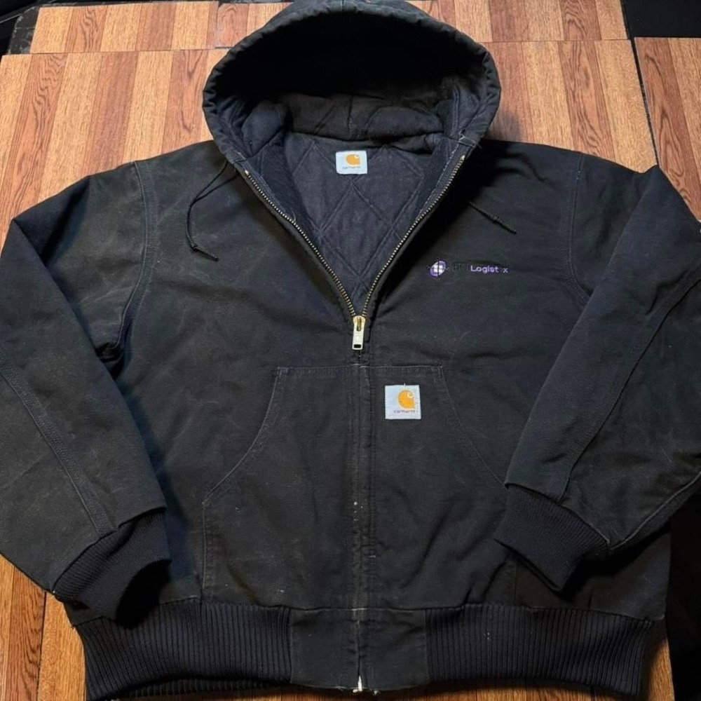 Carhartt Men's Black J131 Canvas Duck Insulated Workwear Jacket Fits Large